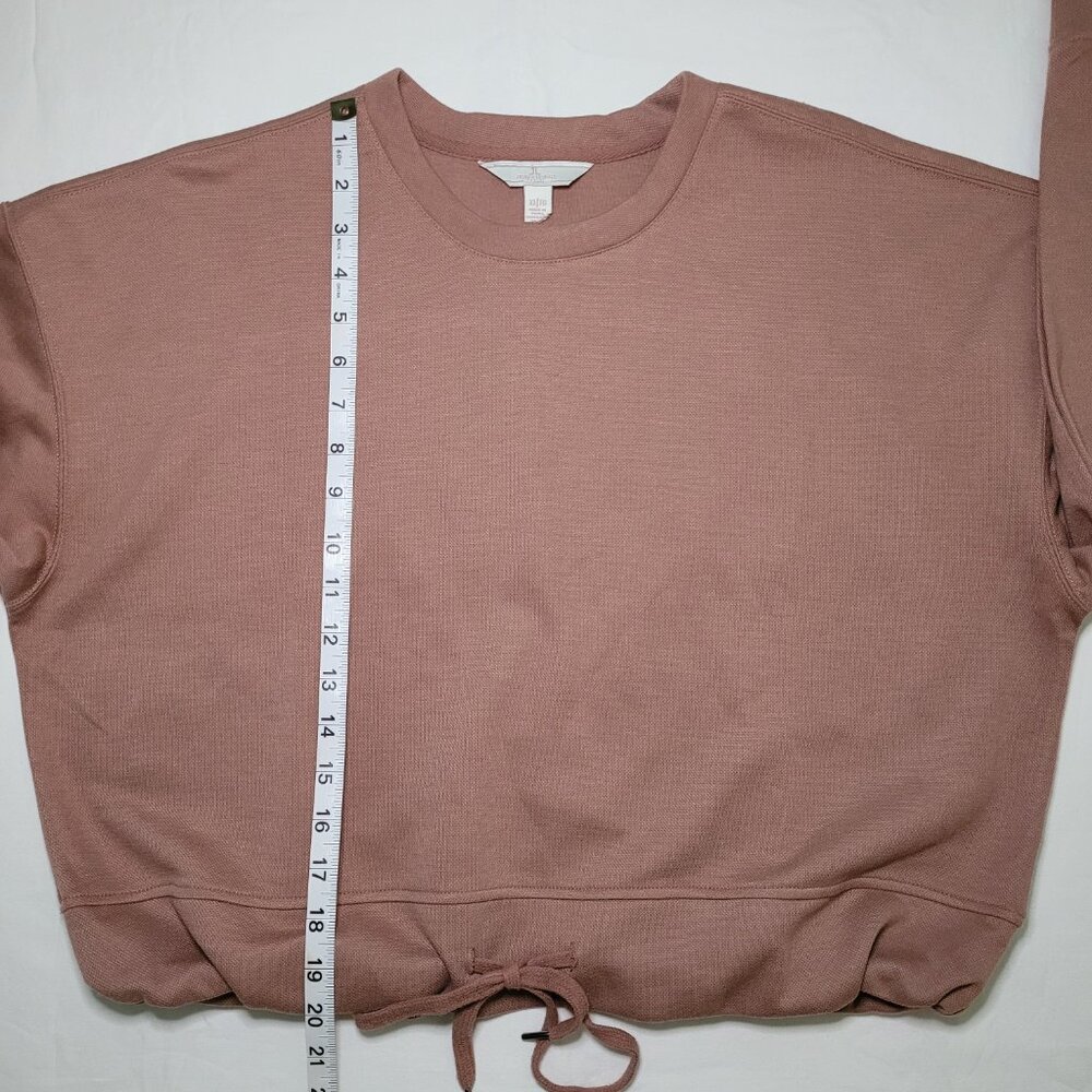 Jules & Leopold Boxy Cropped Crewneck Sweatshirt Drawstring Hem Brown Womens XL - Picture 7 of 9